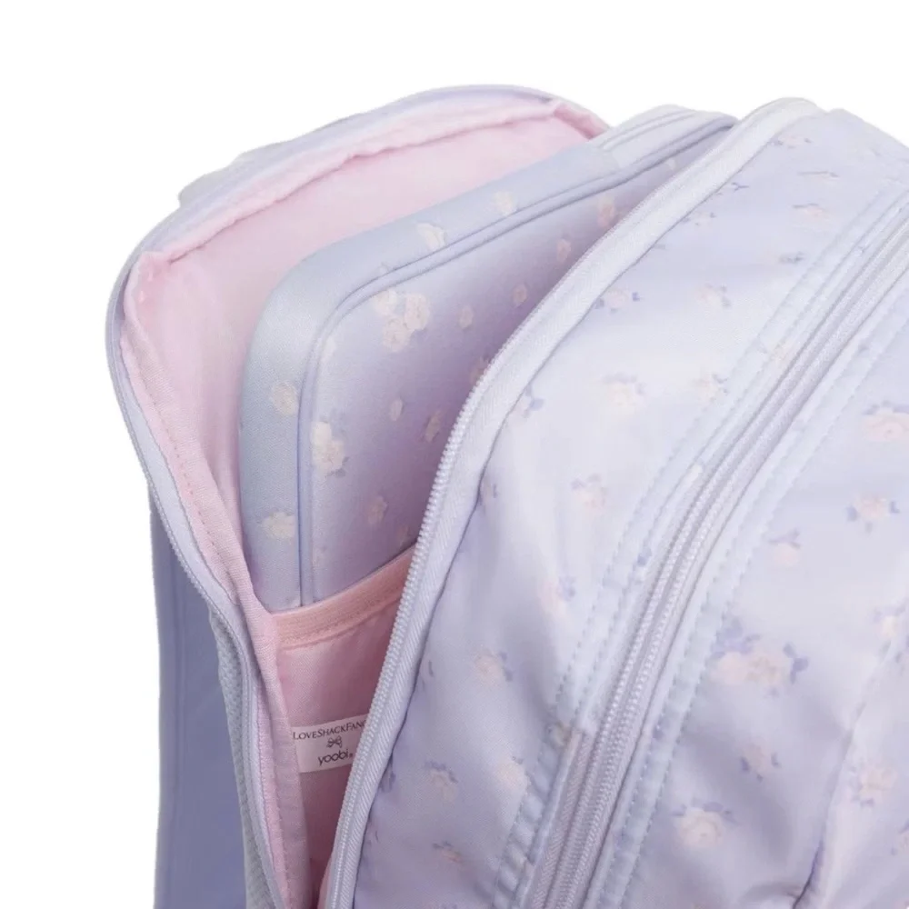 LoveShackFancy Light Lavender Quilted Backpack with Bow Charm